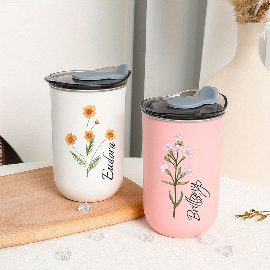 Coffee Equipment With Name - Kişiye Özel İsimli Doğum Çiçeği Desenli