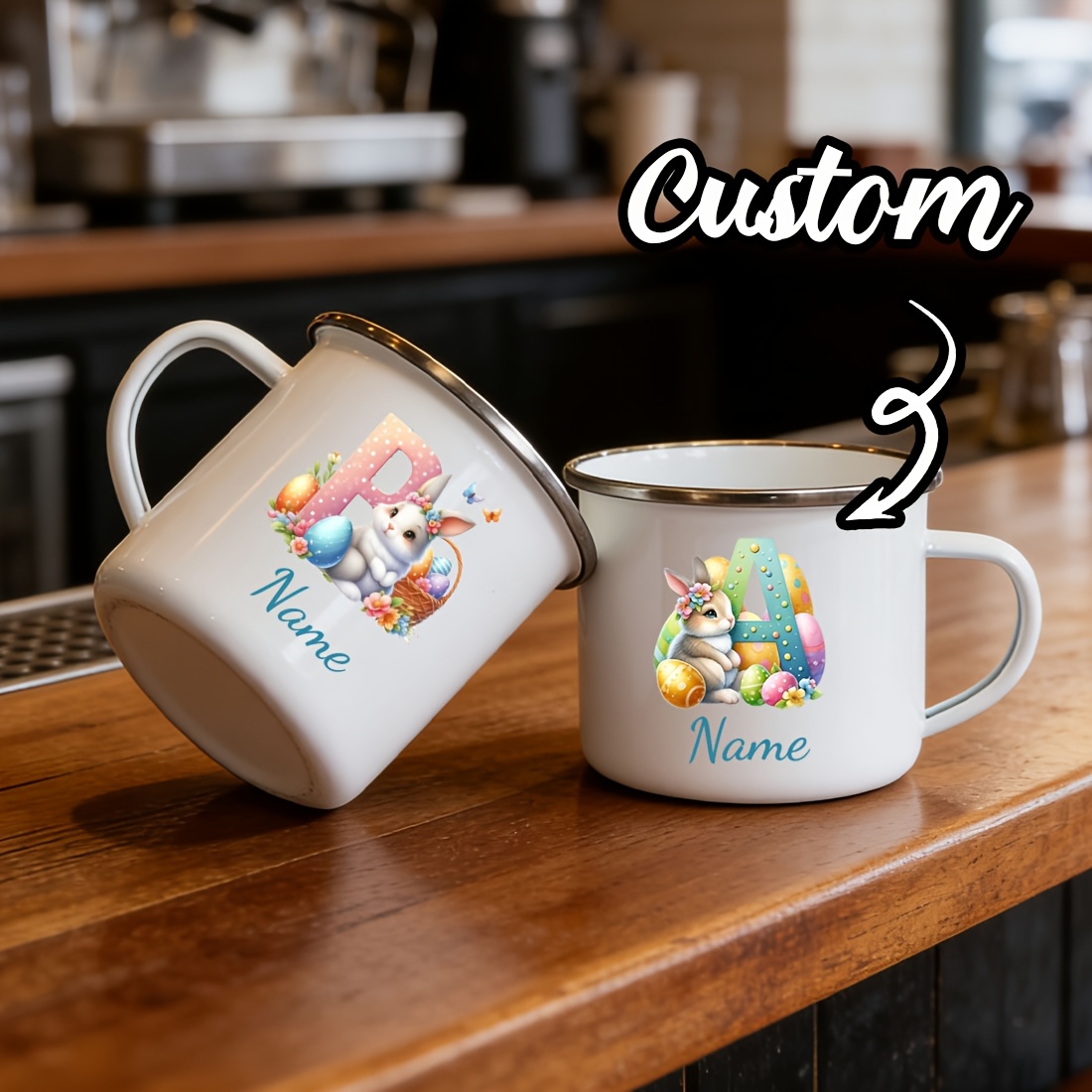 Coffee Equipment With Name - Kişiselleştirilmiş Kupa Çiçek Desenli Baş Harfli