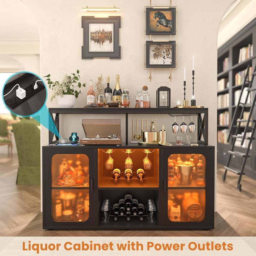 Coffee Equipment Outlet - Elektrik Prizleriyle Donatılmış Şarap Bar Dolabı,