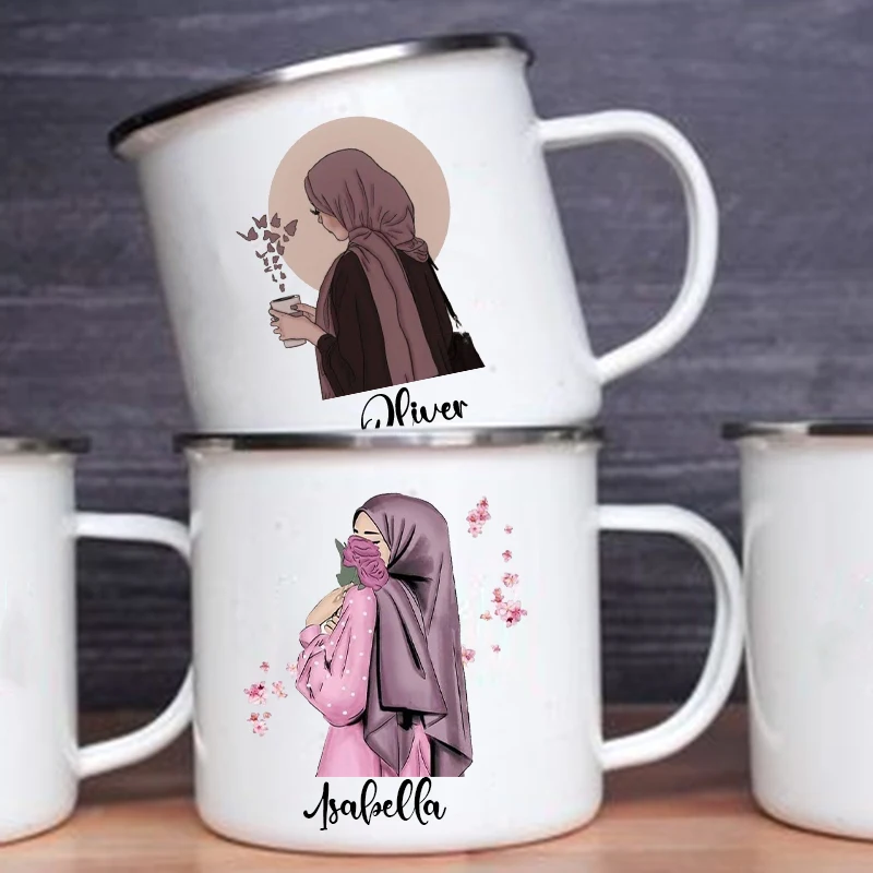 Coffee Equipment With Name - Kişiselleştirilmiş Hijabi kız baskılı kupa kahve