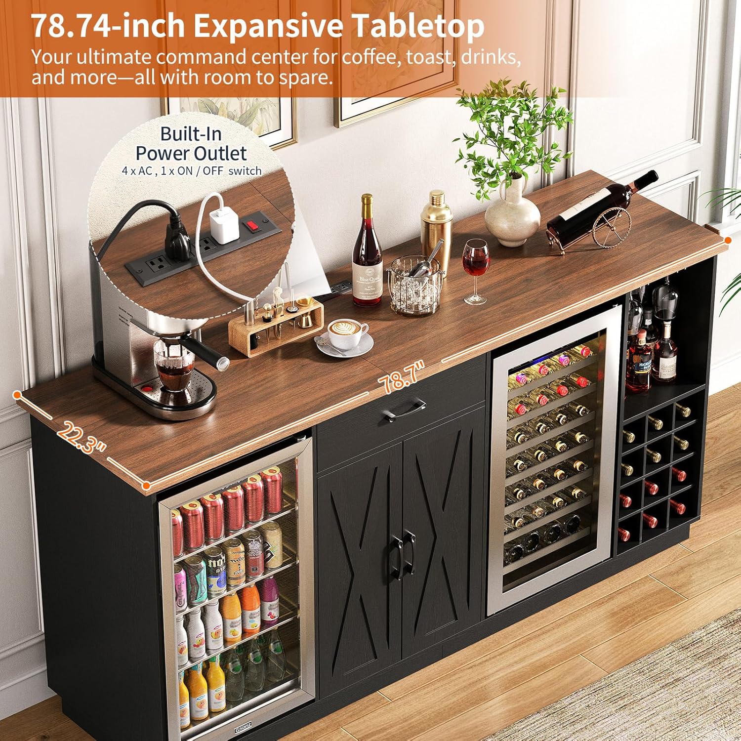 78.74 inç Büyük Kahve Bar Dola - Coffee Equipment Rack incelemesi ve fiyatı