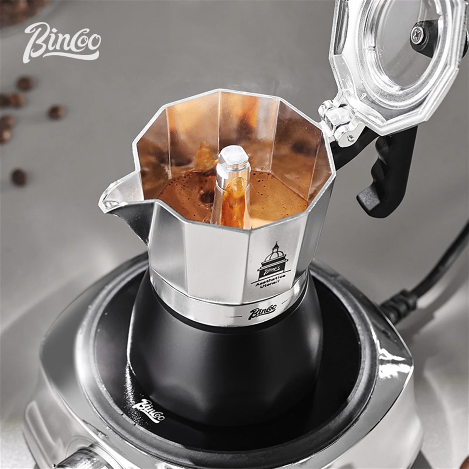 BINCOO Çift Valfli Moka Pot, E - Coffee Equipment For Home incelemesi ve fiyatı